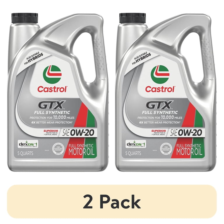 2 pack) Castrol GTX Full Synthetic 0W-20 Motor Oil, 5 Quarts