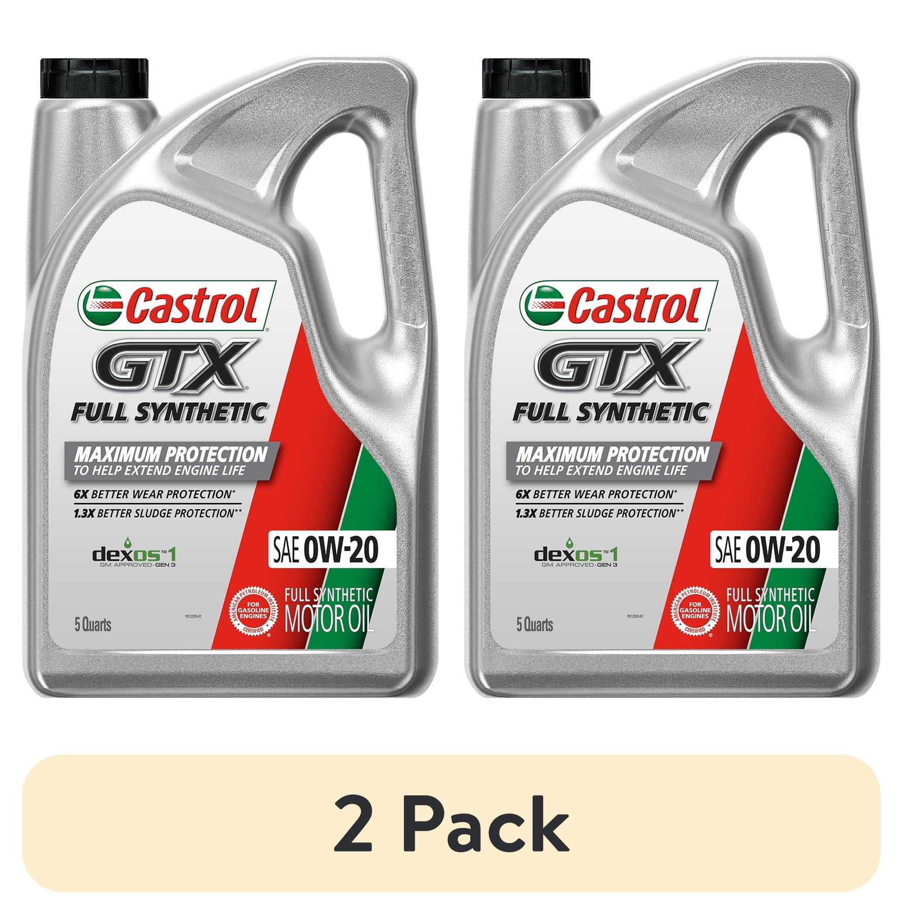 2 pack) Castrol GTX Full Synthetic 0W-20 Motor Oil, 5 Quarts