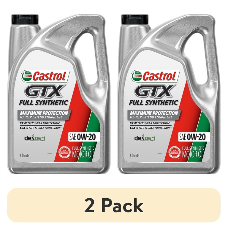 2 pack) Castrol GTX Full Synthetic 0W-20 Motor Oil, 5 Quarts