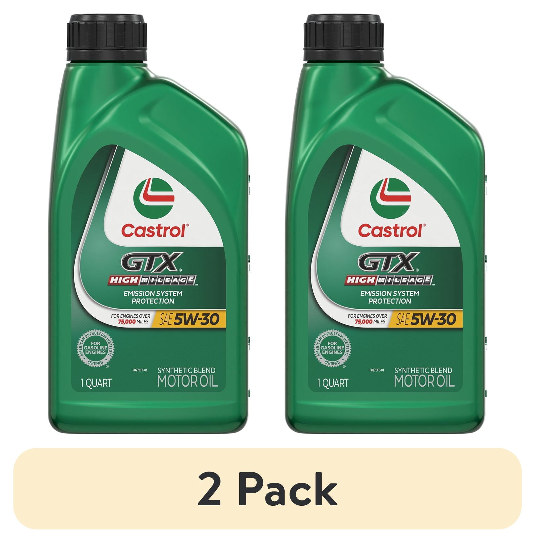 (2 pack) Castrol GTX High Mileage 5W-30 Synthetic Blend Motor Oil, 1 Quart