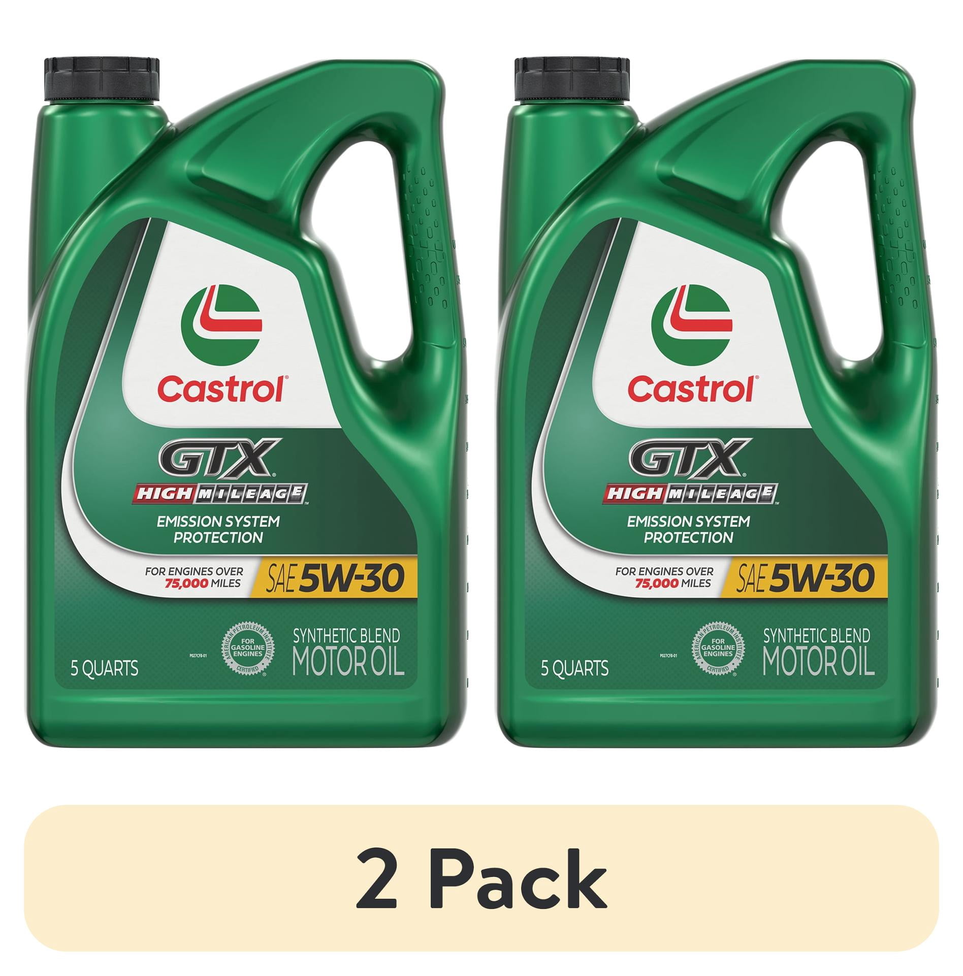 2 pack) Castrol GTX High Mileage 5W-30 Synthetic Blend Motor Oil