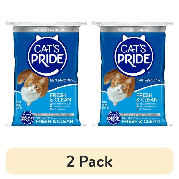 (2 pack) Cat's Pride Fresh & Clean Scented Non-Clumping Cat Litter, 20-Pound Bag