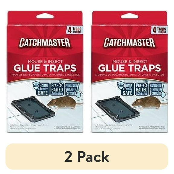 (2 pack) Catchmaster Mouse & Insect - 12 Glue Trays - Professional Strength Glue Traps - Non-Toxic & Easy to Use
