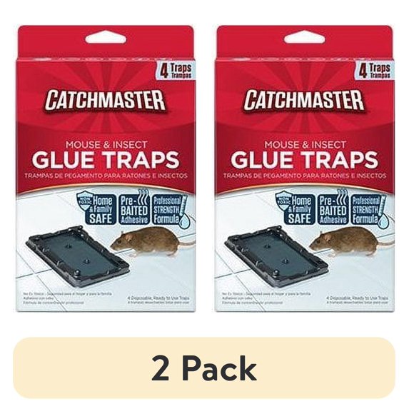 (2 pack) Catchmaster Mouse & Insect - 12 Glue Trays - Professional Strength Glue Traps - Non-Toxic & Easy to Use