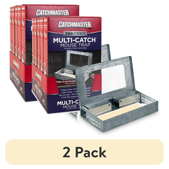 (2 pack) Catchmaster Reusable Solid Pro Series Multi-Catch Mouse Trap - Free Glue Board Included