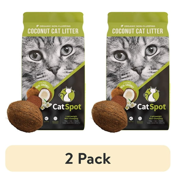 (2 pack) Catspot 100% Organic Coconut Non Clumping Cat Litter, 5 lb Bag