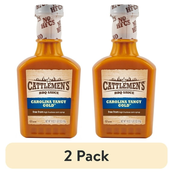(2 pack) Cattlemen's Kosher Carolina Tangy Gold BBQ Sauce, 18.0 oz Bottle