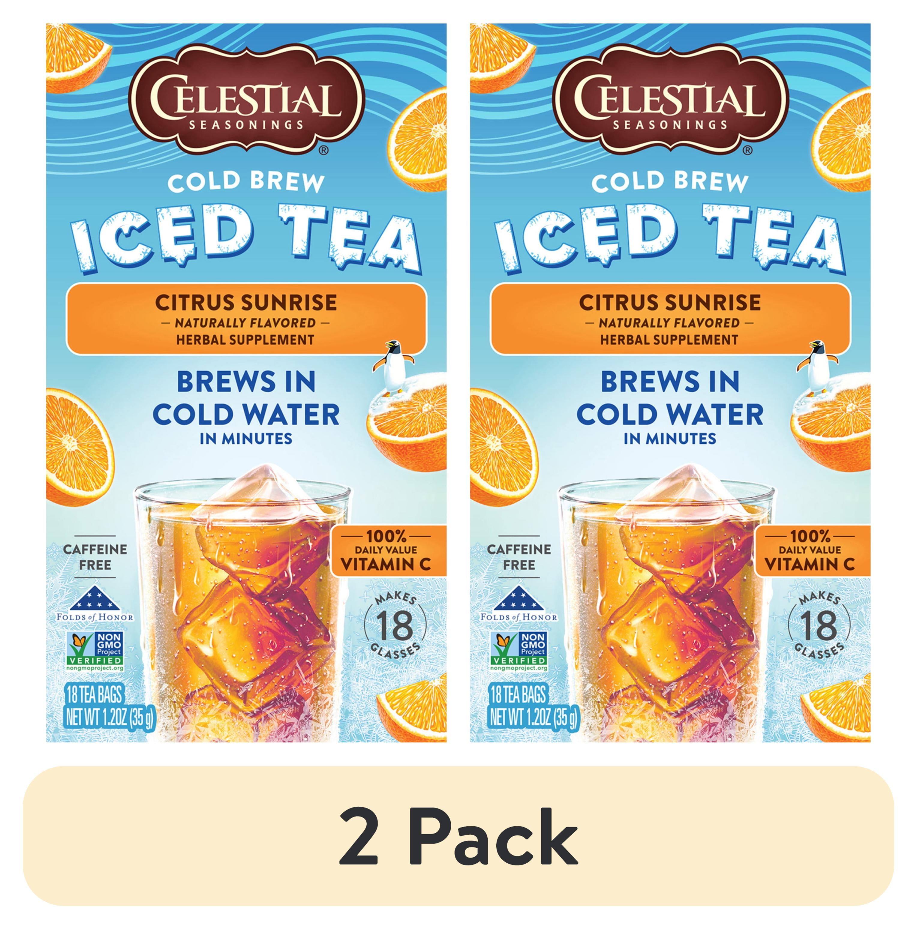 (2 pack) Celestial Seasonings Cold Brew Citrus Sunrise Wellness Iced Tea, 18 Ct Tea Bags