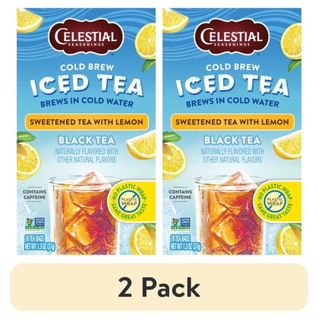(2 pack) Celestial Seasonings Cold Brew Sweetened with Lemon Iced Black Tea Bags, 18 Count