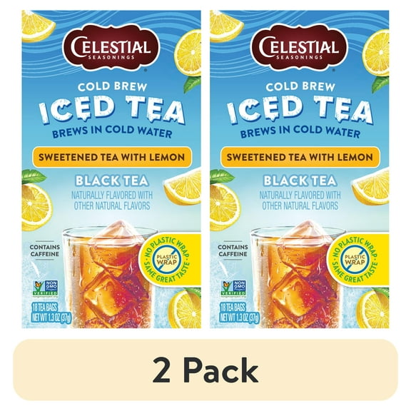(2 pack) Celestial Seasonings Cold Brew Sweetened with Lemon Iced Black Tea Bags, 18 Count