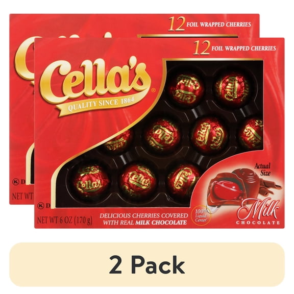 (2 pack) Cella's, Chocolate Covered Cherries, Peanut Free, Gluten Free, 6 oz, 12 Count