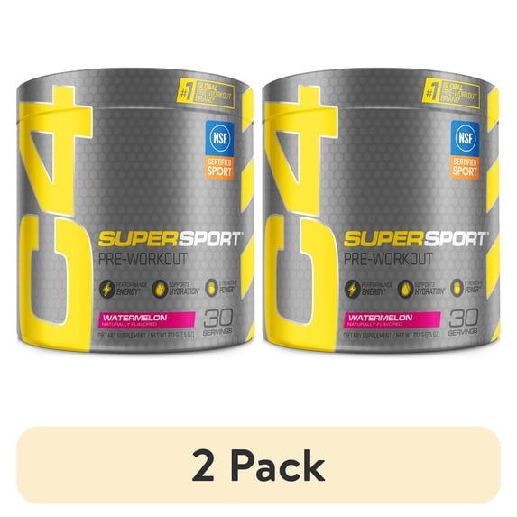 (2 pack) C4 Super Sport Pre-Workout Powder, Watermelon, Energy, Strength & Power, 30 Servings