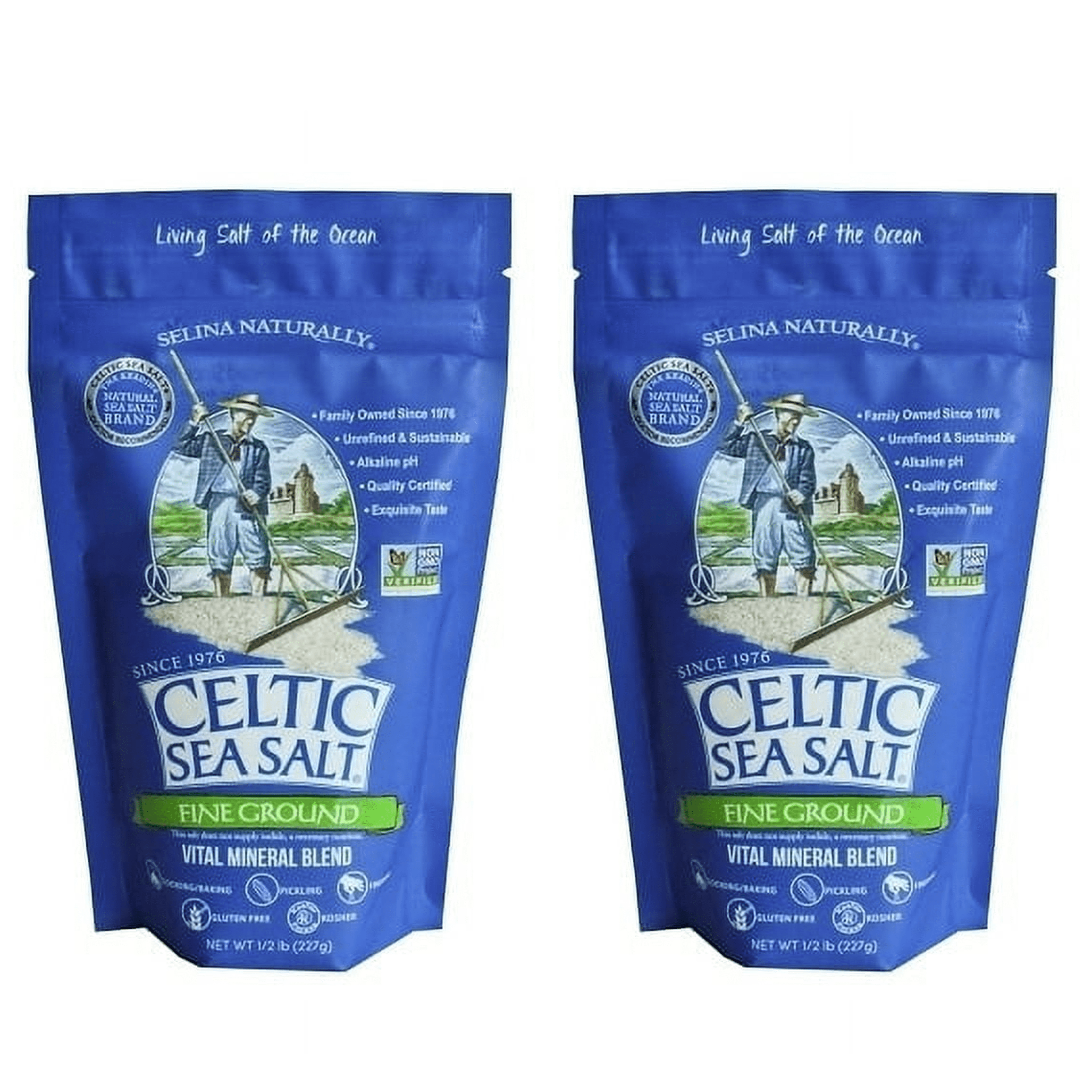 (2 pack) Celtic Sea Salt Fine Ground Sea Salt, 8 Ounce, All-Natural ...