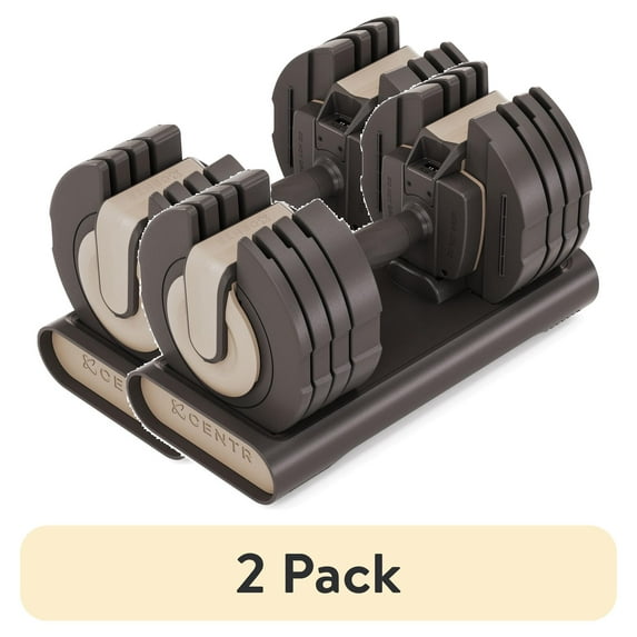 (2 pack) Centr Smart Stack 50 Adjustable Dumbbell, 5-50 lbs