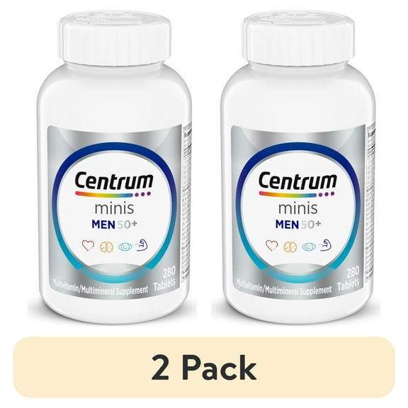 (2 pack) Centrum Minis Silver Mens 50 Plus Multivitamin, Supports Memory and Cognition, 280 Count
