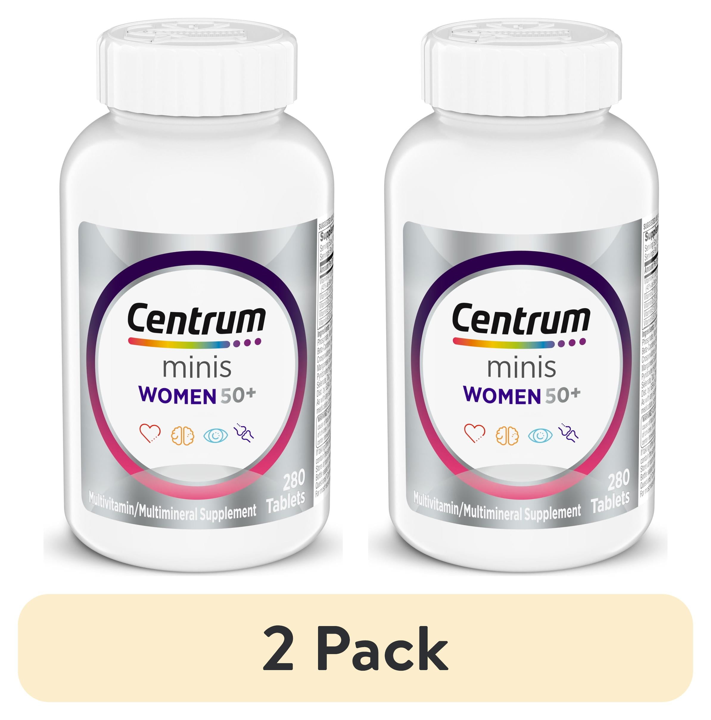(2 pack) Centrum Minis Silver Womens 50 Plus Vitamins, Multivitamin Supplement, Supports Memory and Cognition, 280 Count