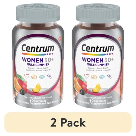 (2 pack) Centrum Multigummies Womens 50 Plus Gummy Multivitamin With Vitamin B, D & E, Fruit, 80 Count