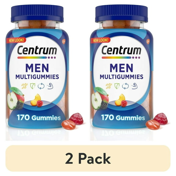 (2 pack) Centrum Multigummies Men's Gummy Vitamins, Multivitamin With Vitamin B, C, D & E, Assorted Fruit, 170 Count