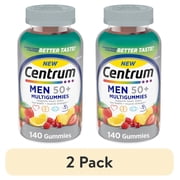 2 pack  Centrum Silver Multigummies for Men 50+, Gummy Multivitamin, Multimineral Supplement With Vitamin D3, E, B6, B12, and Biotin, Assorted Natural Fruit Flavors - 140 Count