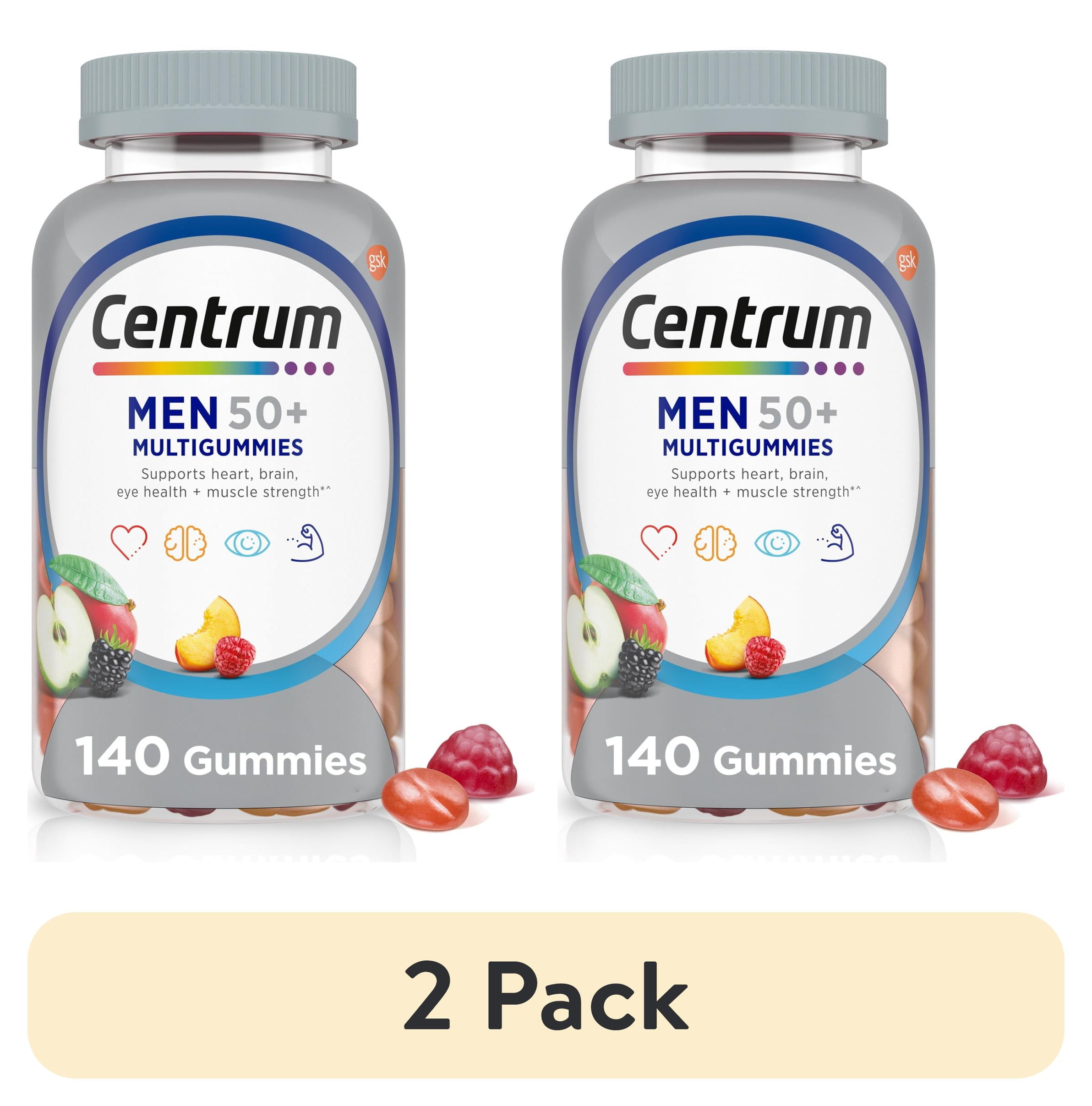 (2 pack) Centrum Multigummies Mens 50 Plus Gummy Multivitamin With Vitamin A, B, C, D & E, Assorted Fruit, 140 Count
