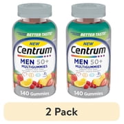 2 pack  Centrum Silver Multigummies for Men 50+, Gummy Multivitamin, Multimineral Supplement With Vitamin D3, E, B6, B12, and Biotin, Assorted Natural Fruit Flavors - 140 Count