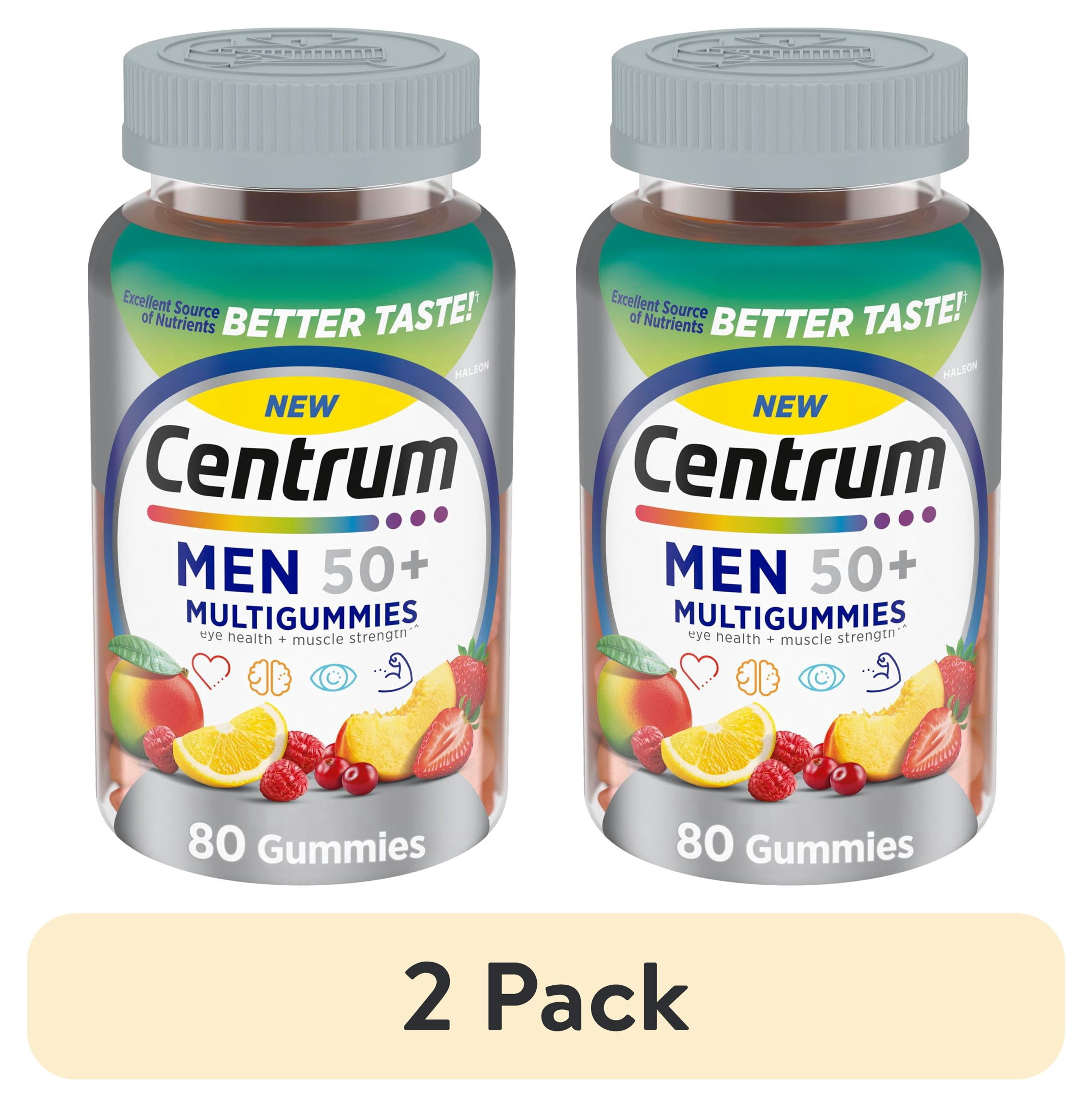 (2 pack) Centrum Silver Multigummies for Men 50+, Gummy Multivitamin, Assorted Natural Fruit Flavors - 80 Count