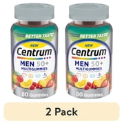 2 pack Centrum Silver Multigummies for Men 50+, Gummy Multivitamin, Assorted Natural Fruit Flavors - 80 Count