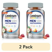 2 pack Centrum Multigummies Mens 50 Plus Gummy Vitamins, Multivitamin With Vitamin A, B, C, D, Fruit, 80 Count