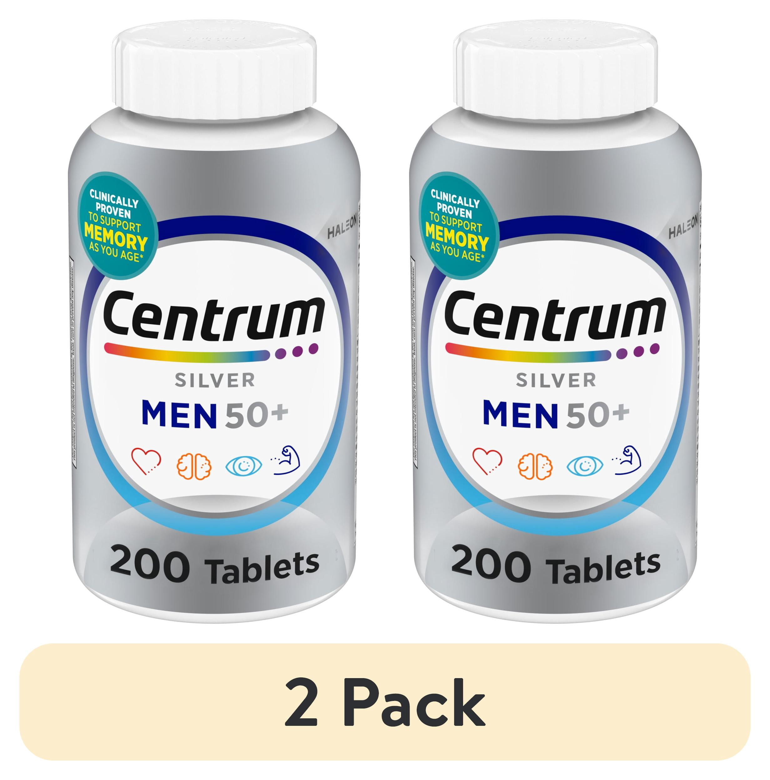 (2 pack) Centrum Silver Mens 50 Plus Multivitamin With Vitamin B & D3, 200 Count