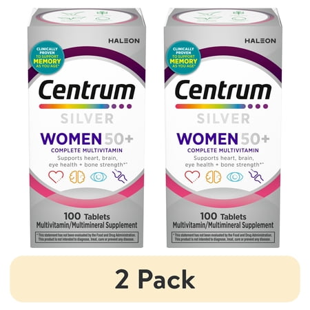 (2 pack) Centrum Silver Womens 50 Plus Multivitamin With Vitamin B, C, D3 & E, 100 Count