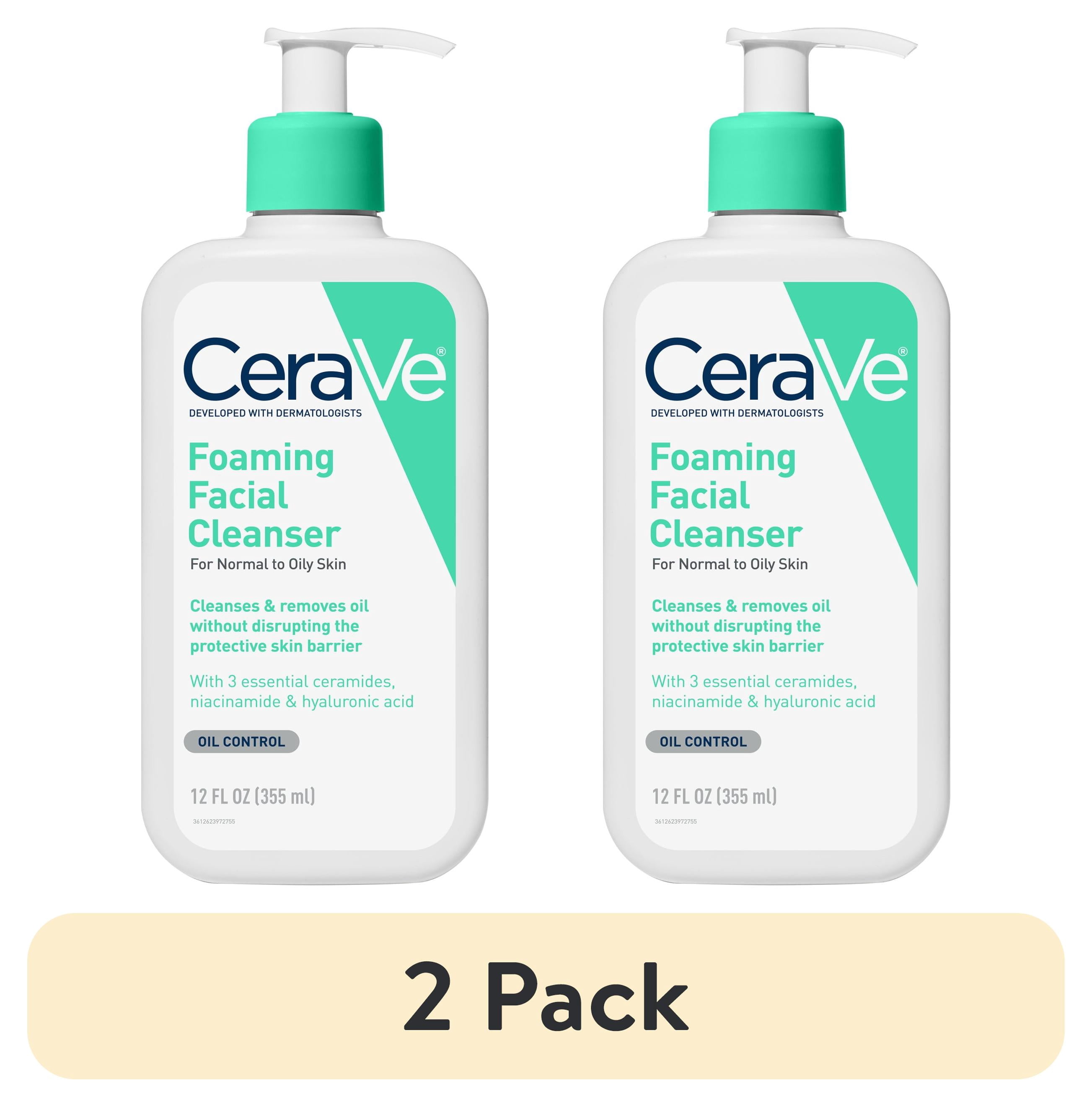 (2 pack) CeraVe Foaming Facial Cleanser for Normal to Oily Skin, 12 fl oz
