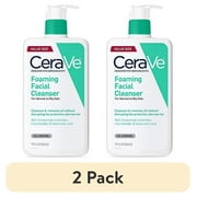 (2 pack) CeraVe Foaming Facial Cleanser | Makeup Remover and Daily Face Wash for Oily Skin | 19 Fluid Ounce
