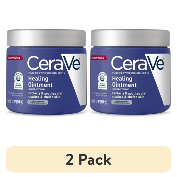 (2 pack) CeraVe Healing Ointment for Face & Body, Protects and Soothes Dry, Cracked, & Chafed Skin 12 oz