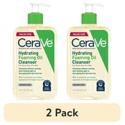 2 pack CeraVe Facial Cleanser Foaming Oil for Dry to Very Dry Skin with Hyaluronic Acid Ceramides 16 fl oz