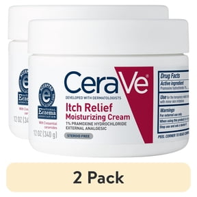 (2 pack) CeraVe Itch Relief Moisturizing Cream Body Lotion, Steroid-Free Treatment for Dry & Itchy Skin 12 oz