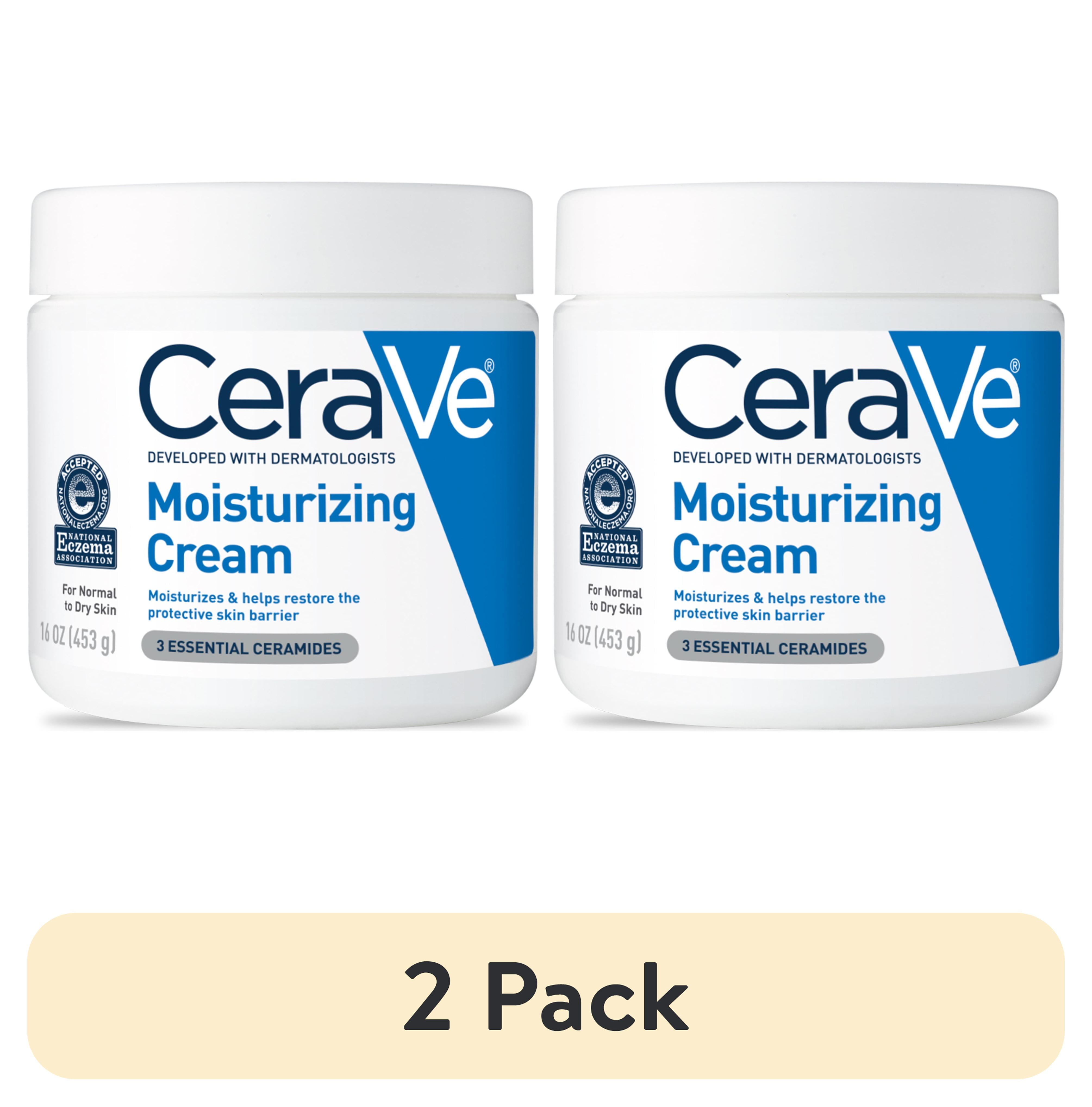 (2 pack) CeraVe Moisturizing Cream, Face & Body Moisturizer for Normal to Very Dry Skin, 16 oz