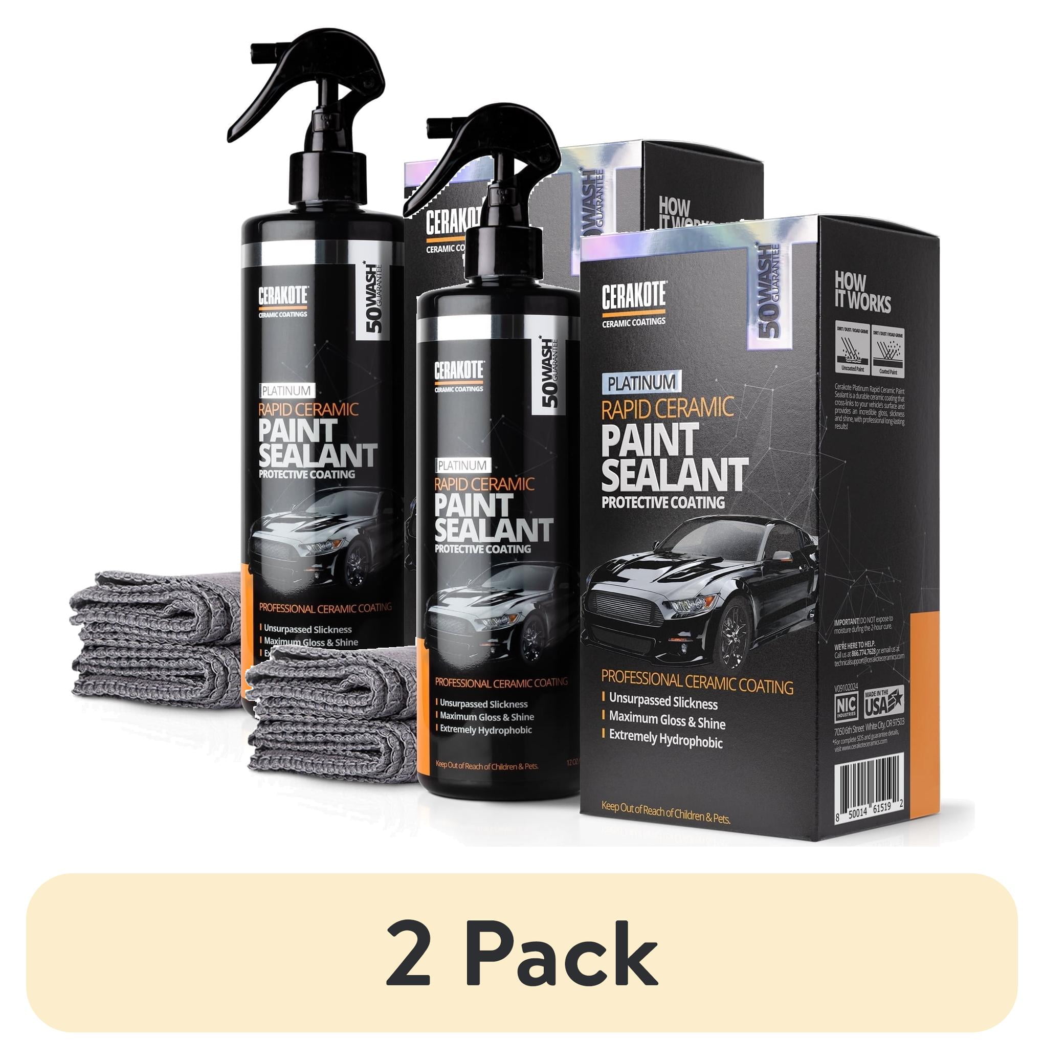 (2 pack) Cerakote Platinum Rapid Ceramic Paint Sealant Kit, High Gloss Protective Coating for Cars, 12 fl oz