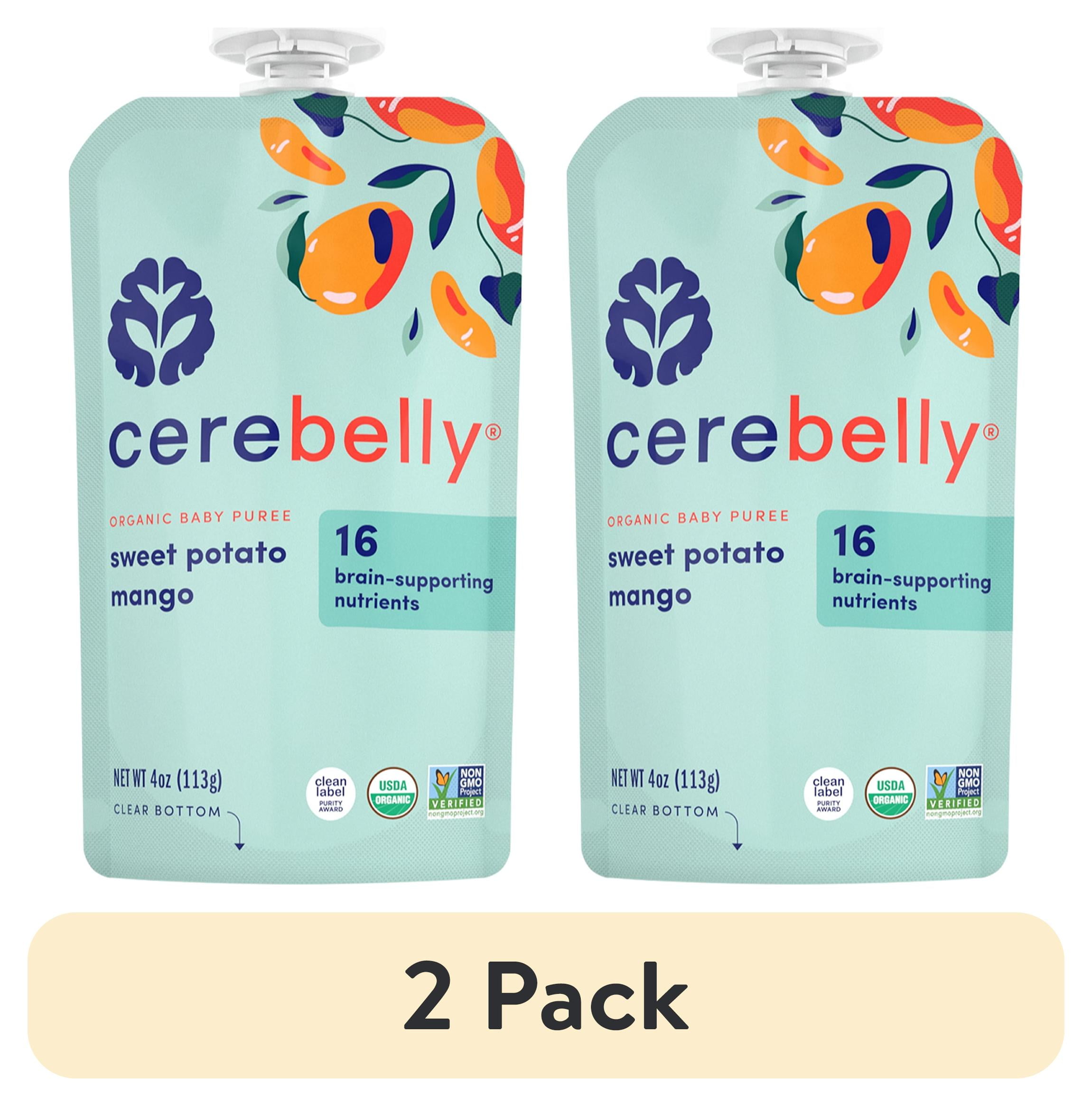 (2 pack) Cerebelly Stage 2 Sweet Potato Mango Organic Baby Food Puree, 4 oz