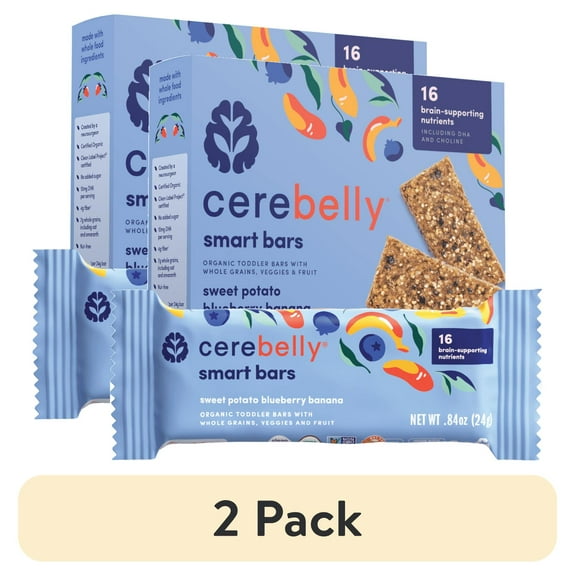 (2 pack) Cerebelly Organic Toddler Snack Bars , Blueberry Banana, 5 Count