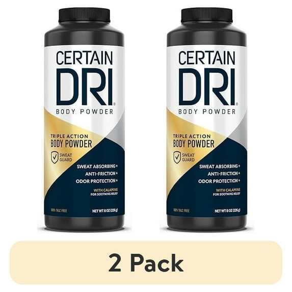 (2 pack) Certain Dri Body Powder, Maximum Sweat Absorption & Odor Control, 8oz