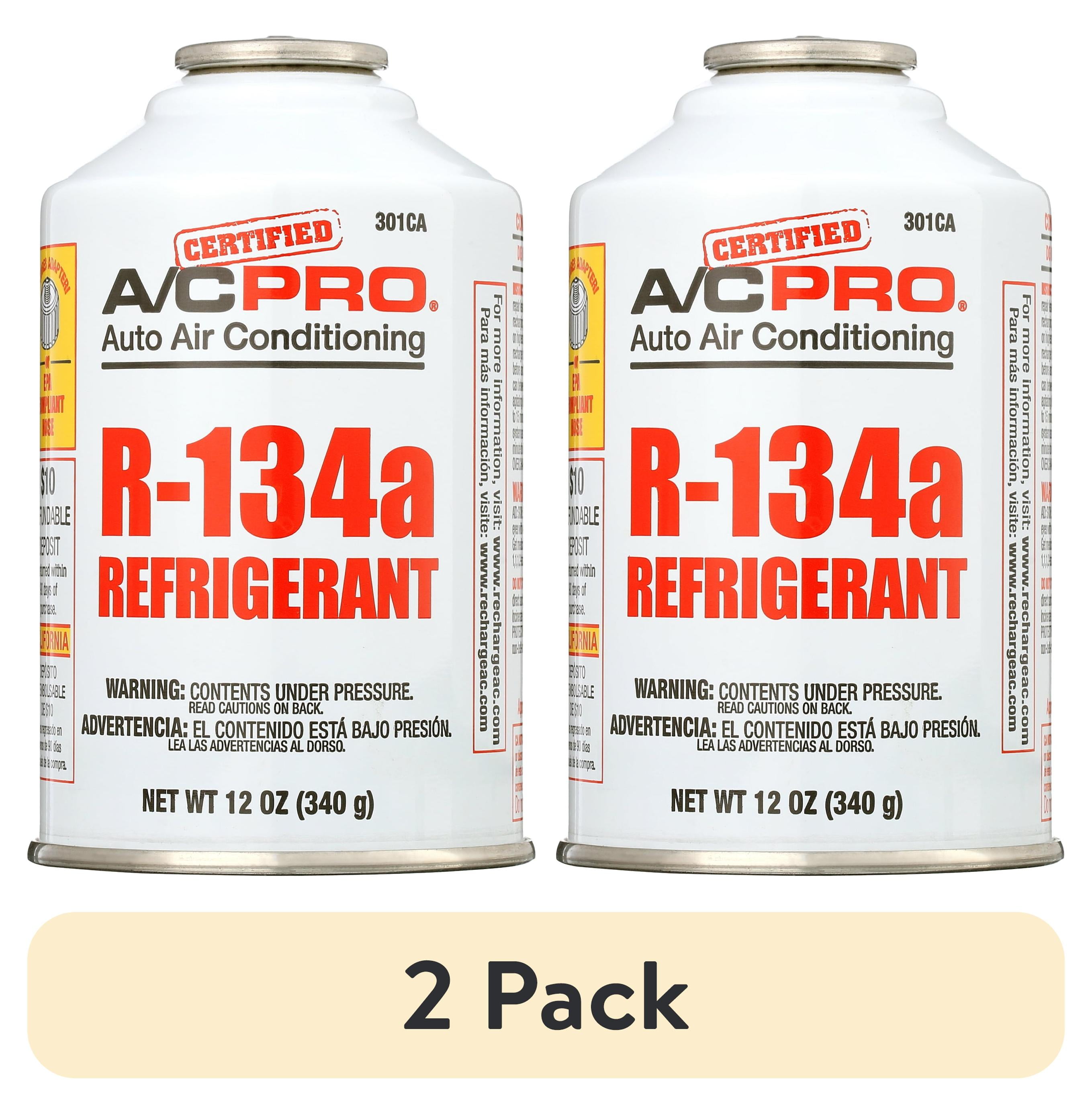 2 pack) Certified A/C Pro R-134a Auto Air Conditioner Refrigerant