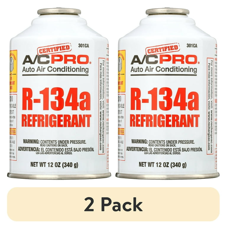2 pack) Certified A/C Pro R-134a Auto Air Conditioner Refrigerant