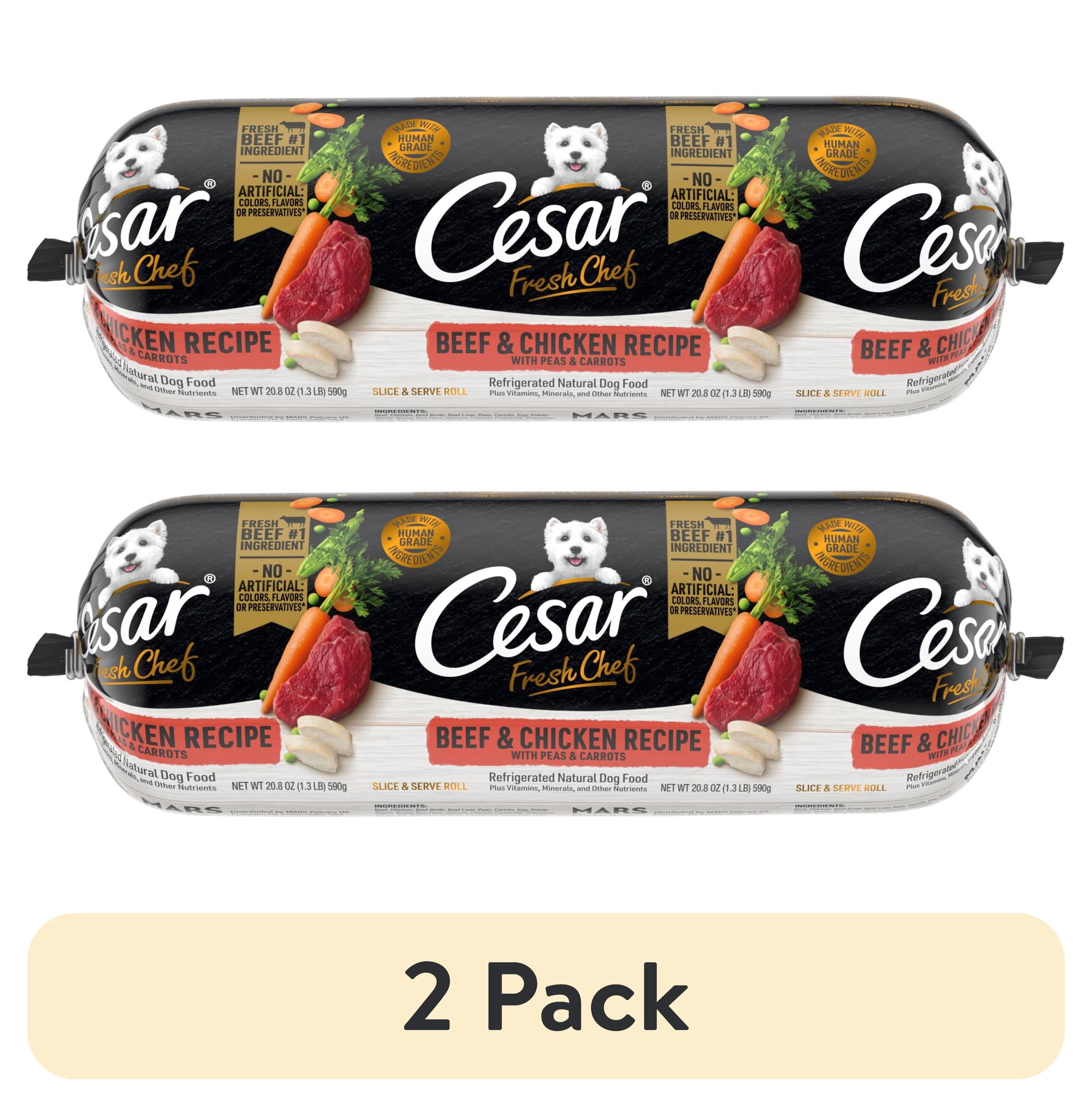 (2 pack) Cesar Fresh Chef Beef & Chicken With Peas & Carrots Wet Dog Food, 1.3 Lb Roll