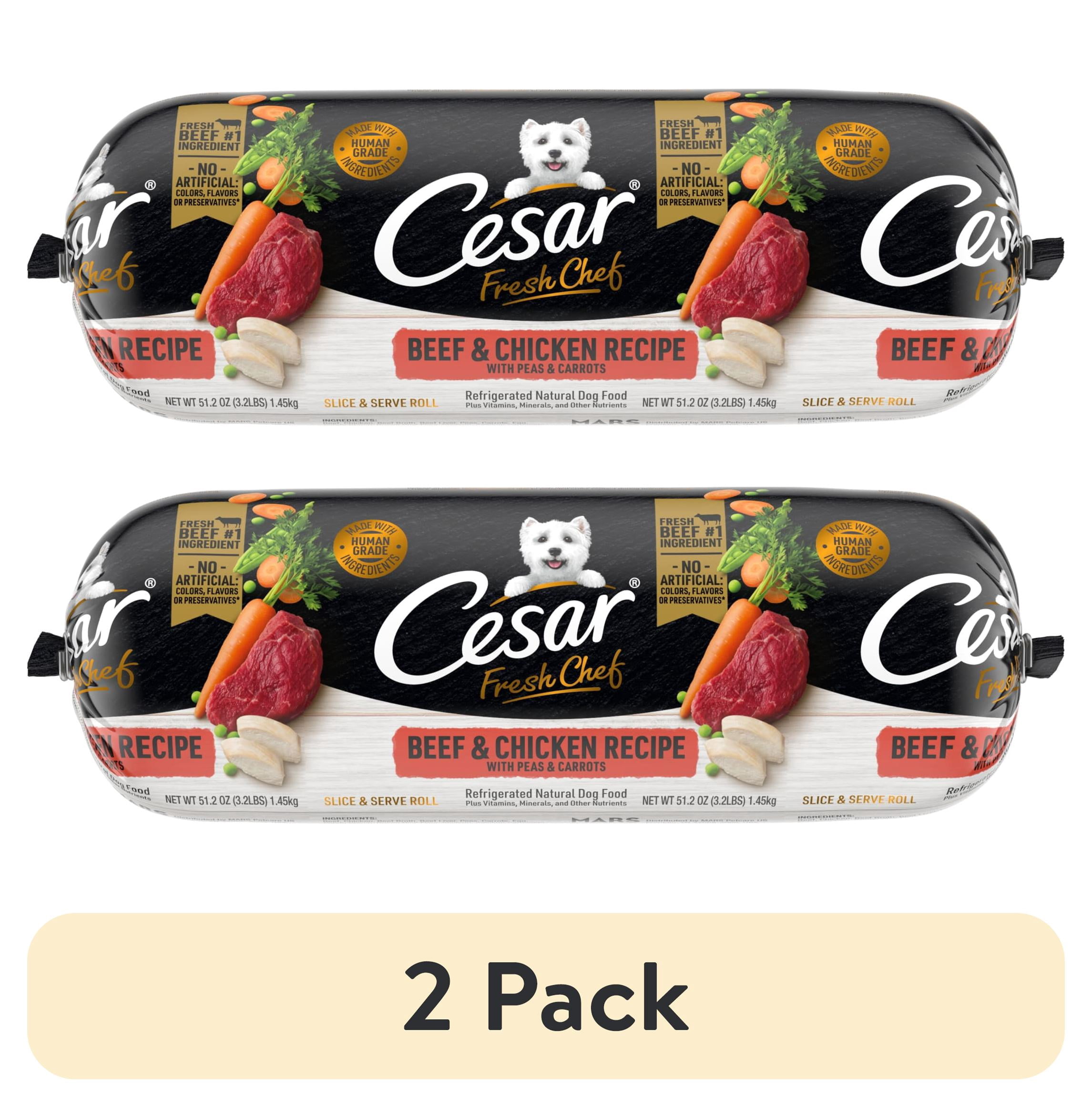 (2 pack) Cesar Fresh Chef Beef & Chicken With Peas & Carrots Wet Dog Food, 3.2 Lb Roll