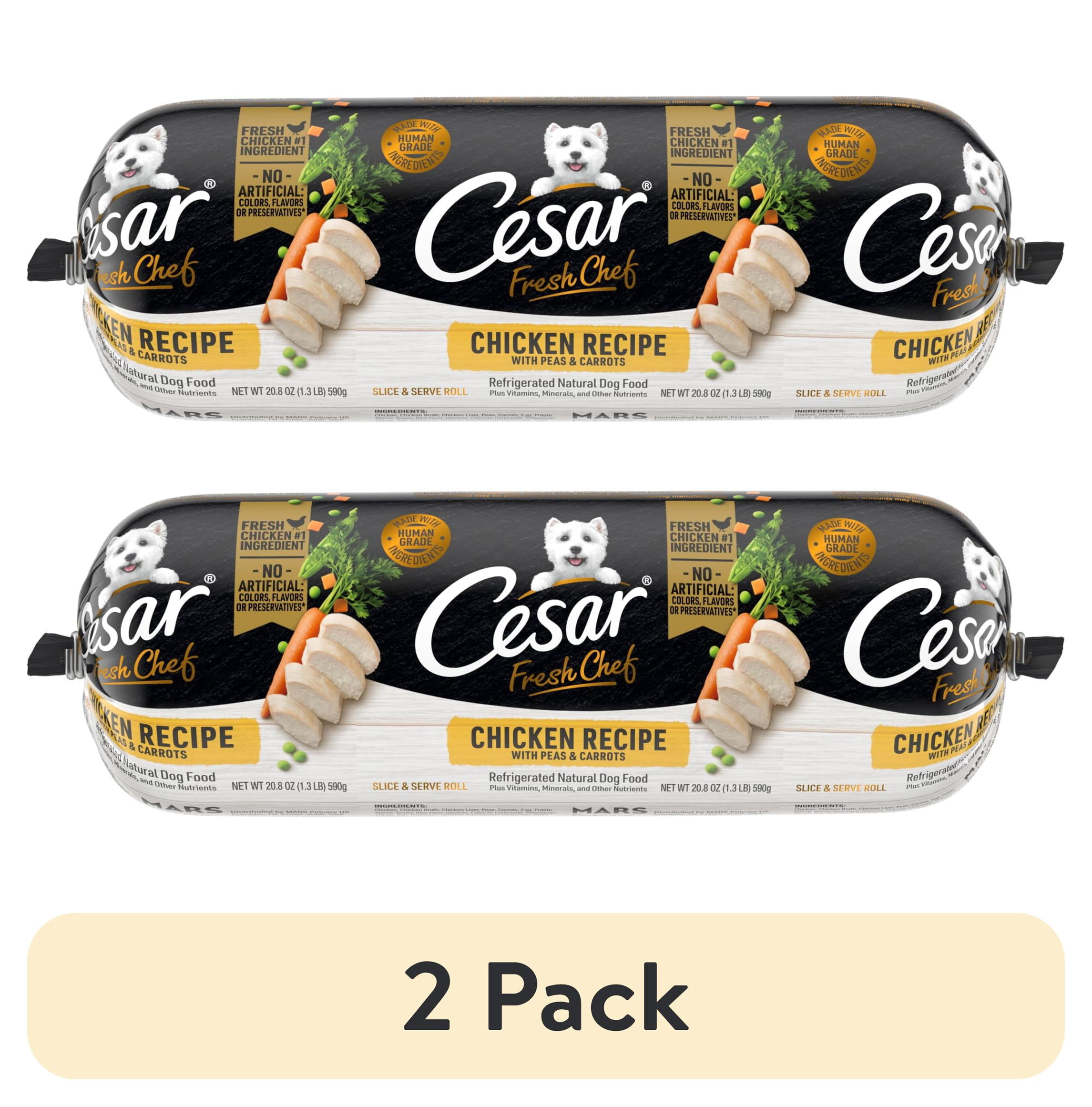 (2 pack) Cesar Fresh Chef Chicken With Peas And Carrots Refrigerated Dog Food Adult, 1.3 Lb. Roll