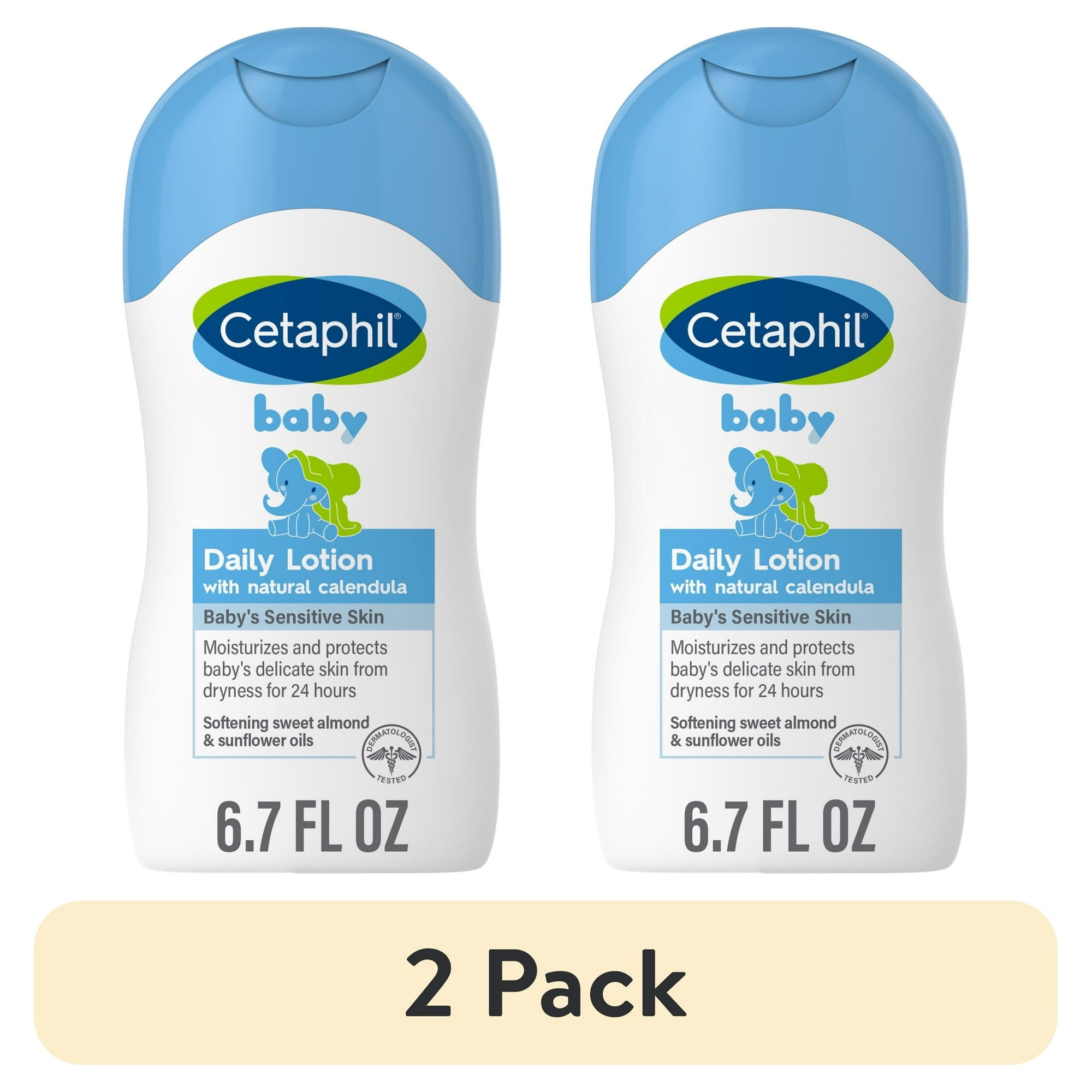 (2 pack) Cetaphil Baby Daily Lotion with Organic Calendula, Sweet Almond & Sunflower Oil, 6.7 fl oz