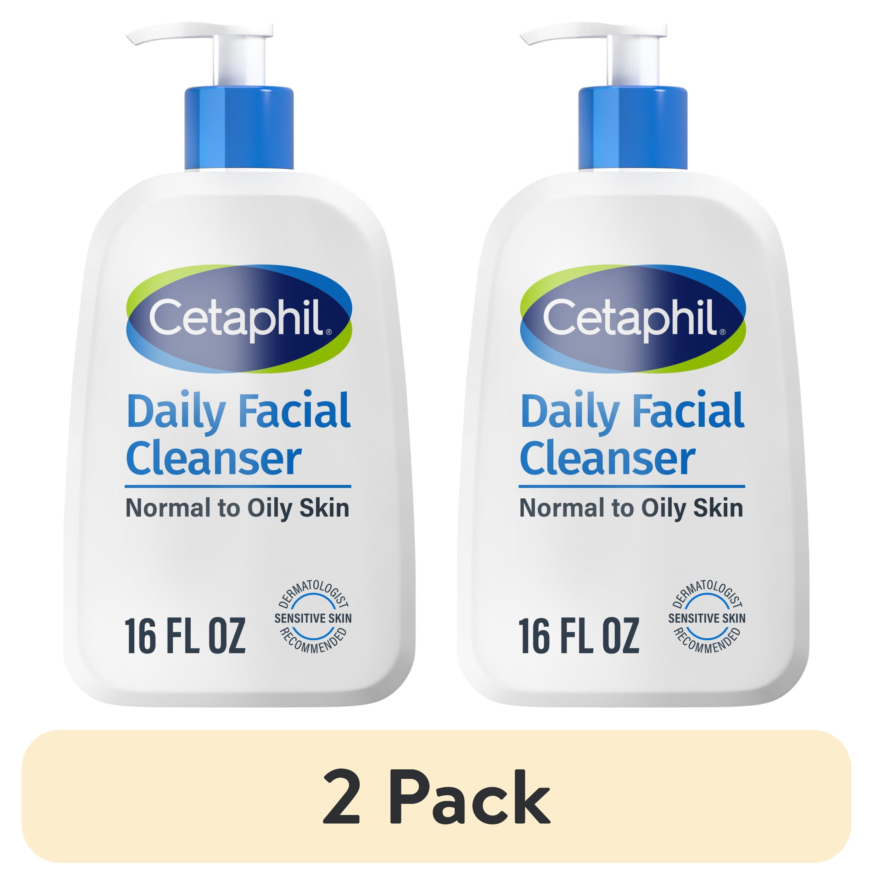 (2 pack) Cetaphil Daily Facial Cleanser Face Wash for Sensitive, Normal to Oily Skin, 16 oz