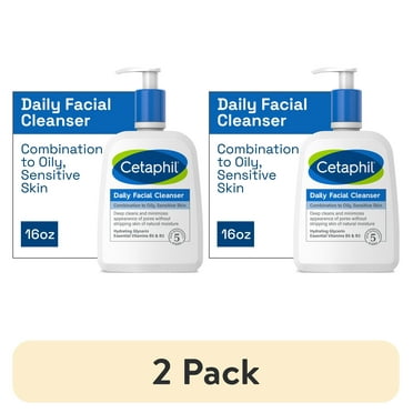 (2 pack) Cetaphil Daily Facial Cleanser for Sensitive, Combination to Oily Skin, 16 oz
