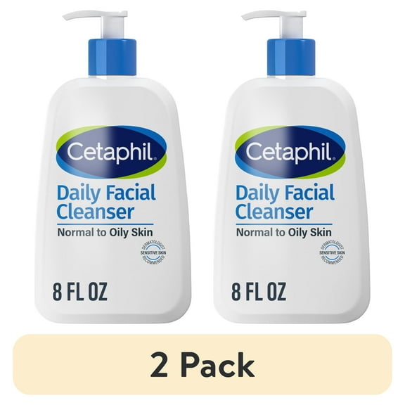 (2 pack) Cetaphil Daily Facial Cleanser for Sensitive, Combination to Oily Skin, 8 oz