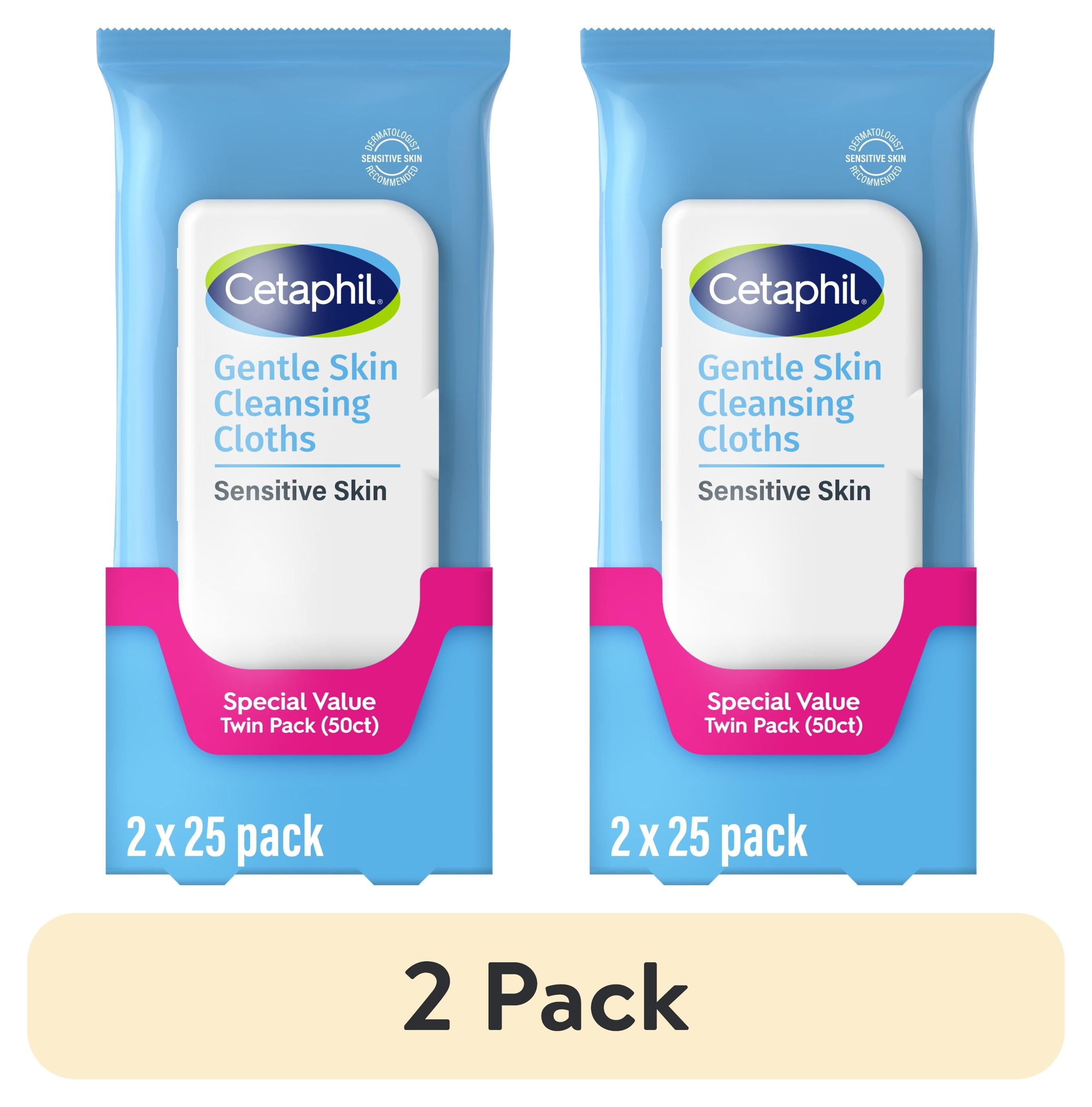 2 pack) Cetaphil Gentle Skin Cleansing Cloths, 50ct, Twin Pack